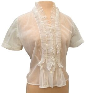 Vintage Ruffle Sheer Blouse